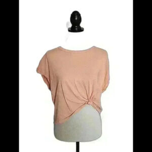Chic Knotted Back Short Sleeve Top - Soft Peach Color